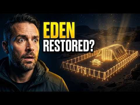 Video poster shows a man beside a luminous wilderness sanctuary, with the words “Eden Restored?”.
