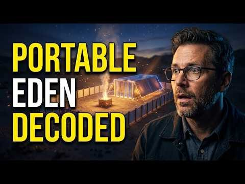 Video poster pairs a scholar with a glowing wilderness sanctuary and the words “Portable Eden Decoded”.