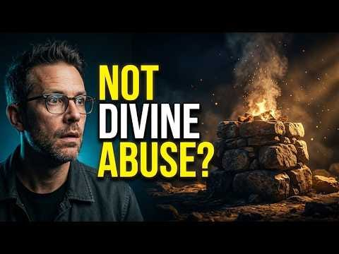 Video poster shows a scholar beside a burning stone altar and the words “Not Divine Abuse?”.