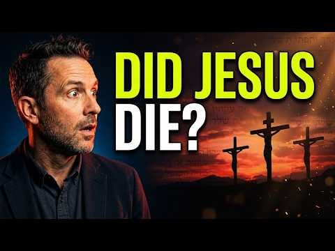 Video poster shows a concerned man beside three silhouetted crosses, with the words “Did Jesus Die?”.