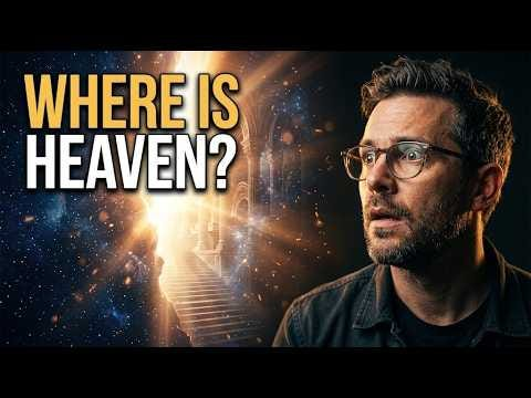 Video poster shows a scholar beside a luminous stairway in a star-filled setting, with the question “Where Is Heaven?”.