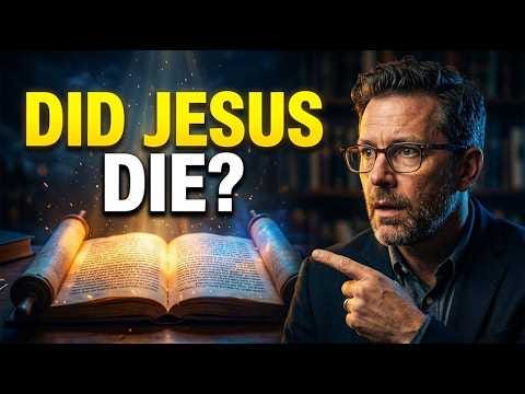 Video poster shows a scholar pointing toward an open manuscript, with the question “Did Jesus Die?”.