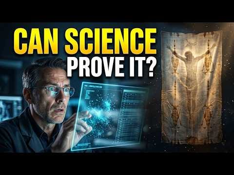 Video poster shows a scholar, scientific imagery, and a burial cloth beside the words “Can Science Prove It?”.