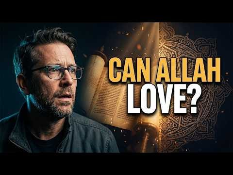 Video poster shows a scholar beside an open book and an ornate volume, with the question “Can Allah Love?”.